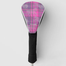 Coração de tartã roxo, rosa, com pré-papoila perso