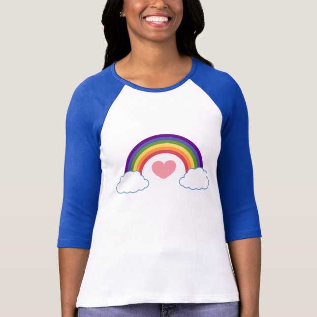 coração do anos 80 & arco-íris - t-shirt (Frente)