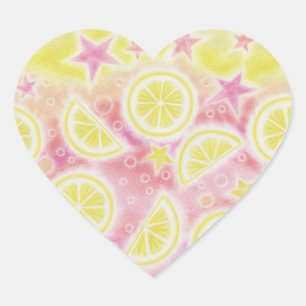 Coração do autocolante de limonada rosa