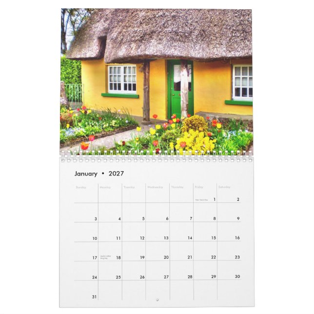 Coração do calendário de Ireland (Jan 2027)