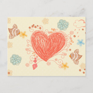 Coração do Doodle e cartão do feliz dia das mães