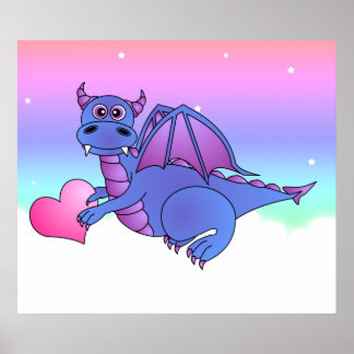 Coração do Dragão - Poster do Dragão Azul e Púrpur