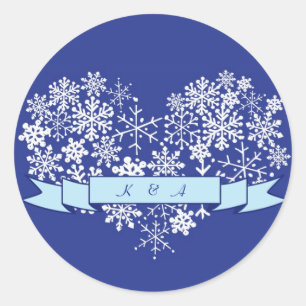 Coração do floco de neve com etiqueta do casamen