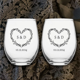 Coração do Monograma do Casal de Casamento Persona