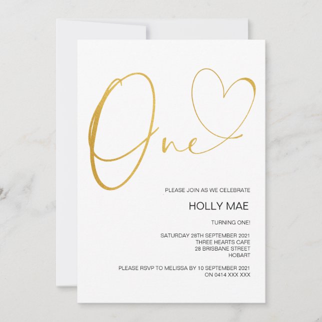 Coração do primeiro aniversario de Convite para Pr (Frente)