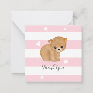 Coração do Urso Rosa Muito Obrigado Nota Cartões