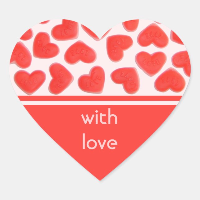 Coração doce Rosa com amor coração adesivo (Frente)