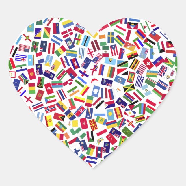 coração dos adesivos das nações (Frente)