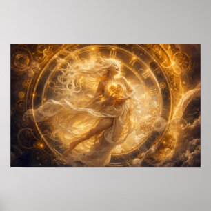 Coração Dourado Celestial Através do Tempo Poster