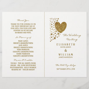Coração Dourado & estrelas do brilho que Wedding