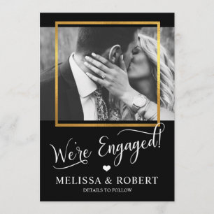 Coração Dourado Folha WE'RE ENGAGED Anúncio de Noi