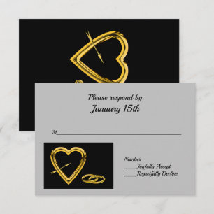 Coração e Anéis em Dourado na RSVP Moderna Negr