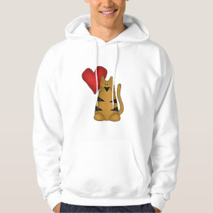 Coração e camiseta e presentes listrados do gato