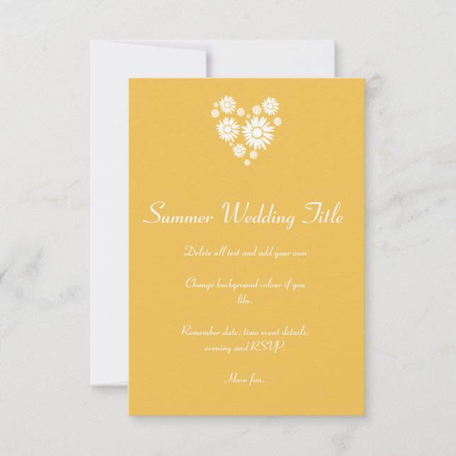Coração e Girassóis Brancos Convite Sun (Frente)