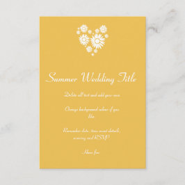 Coração e Girassóis Brancos Convite Sun