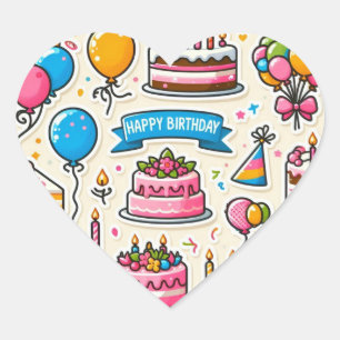 Coração Embalagem com adesivo de aniversário festivo"