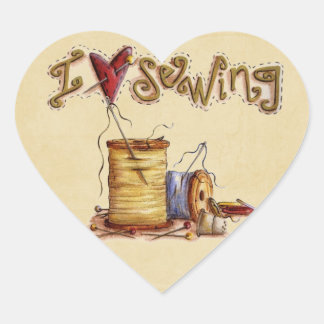 Coração Eu adoro costurar adesivo