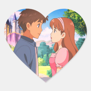 Coração Foto Cartoonística Adesivo Conto de Fadas