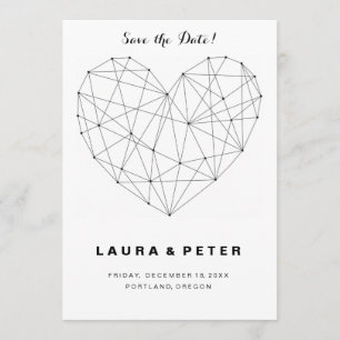 Coração geométrico Guarde o cartão de data modelo