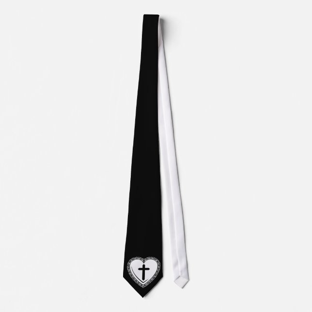 Coração Gótico + Gravata Cruzada (Preto + Branco) (Frente)