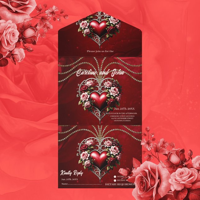 Coração gótico nobre com flores. (Gothic heart)