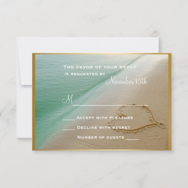 Coração Gravada Na Placa RSVP De Casamento De Arei (Frente)