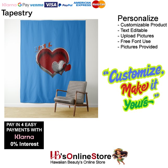 Coração Magic Blue Business Tapeçaria Extra Grande (Heart Magic Blue Business Tapestry Extra-Large.)