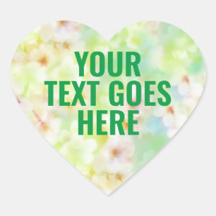 Coração Modelo em Branco Floral Adicione Seu Texto Adesivo