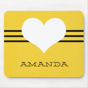 Coração moderno amarelo Mousepad