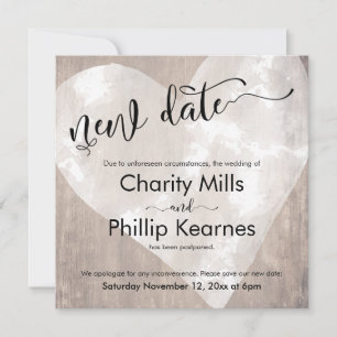 Coração na Madeira Adia Casamento Cartão de Nova D