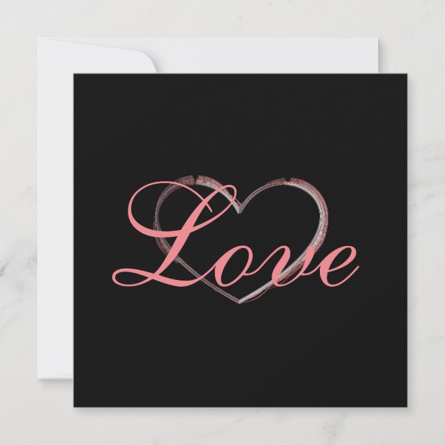 Coração na Moda Cinza Caligrafia Amor Casamento (Frente)