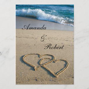 Coração no Convite para Casamento em Praia Shore
