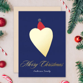 Coração Ouro Festivo com Azul Escuro de Natal