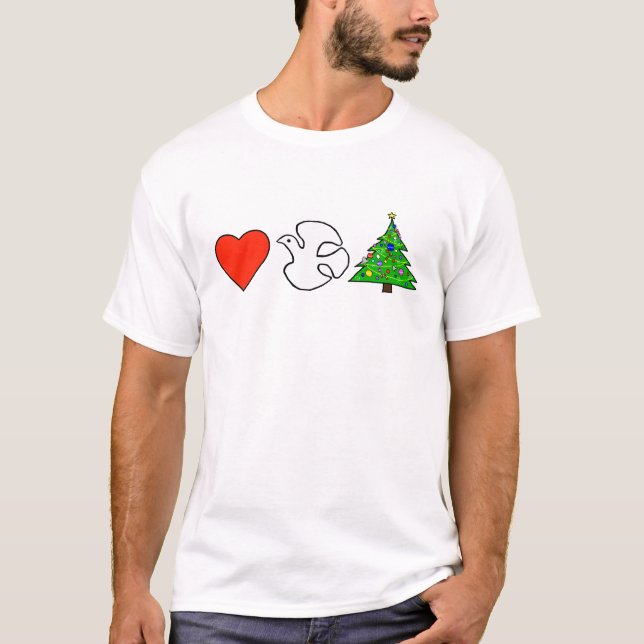 Coração, paz, t-shirt do Natal (Frente)