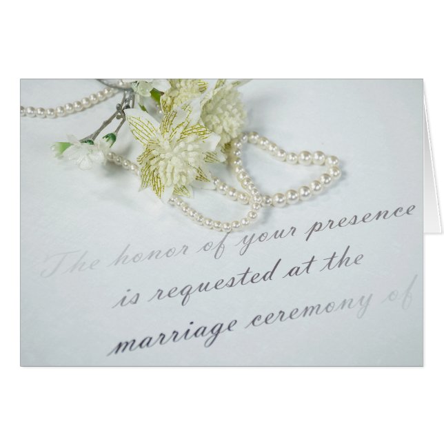 Coração Pérola no Convite de casamento (Frente Horizontal)