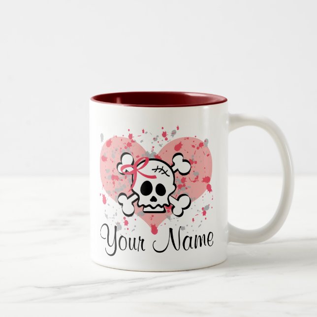 Coração personalizado do arco do rosa da caneca do (Direita)