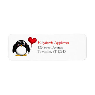 Coração pinguim adorável - Etiquetas de endereço d