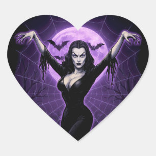 Coração Rainha do Vampiro Gótico da Web – Adesivo Roxo