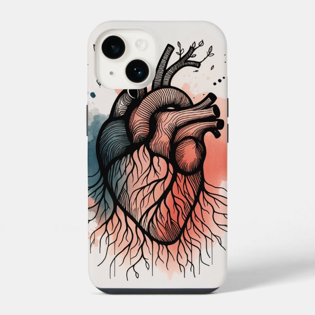 Coração Raiz de Árvore - Arte de Linha Solúvel (Verso)