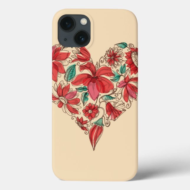 Coração retro do símbolo do amor das flores (Verso)