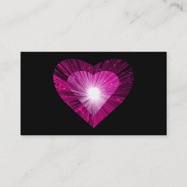 Coração Rosa 'coração' cartão de visita preto (Frente)