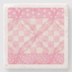 CORAÇÃO ROSA Porta copos de pedra marmorta QUILADA
