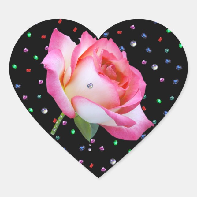 Coração Rosa rosa-precioso, adesivo (Frente)