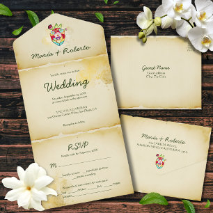 Coração Russo Tudo em Um Convite de casamento Mexi