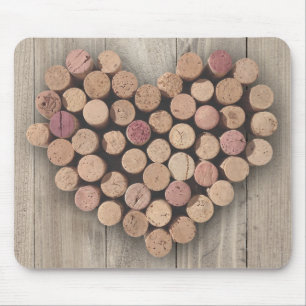 Coração rústico Mousepad da cortiça do vinho