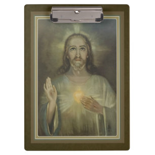 Coração sagrado do ouro da prancheta de Jesus