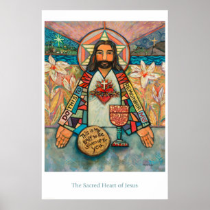 Coração sagrado do poster da sala de aula de Jes