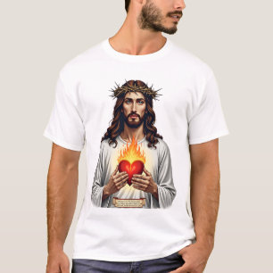 Coração Sagrado Jesus Camisa da Fé com Gravura Vin