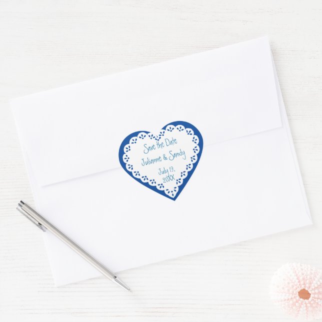 Coração Salve a data Flor personalizada  Adesivo de coraçã (Envelope)
