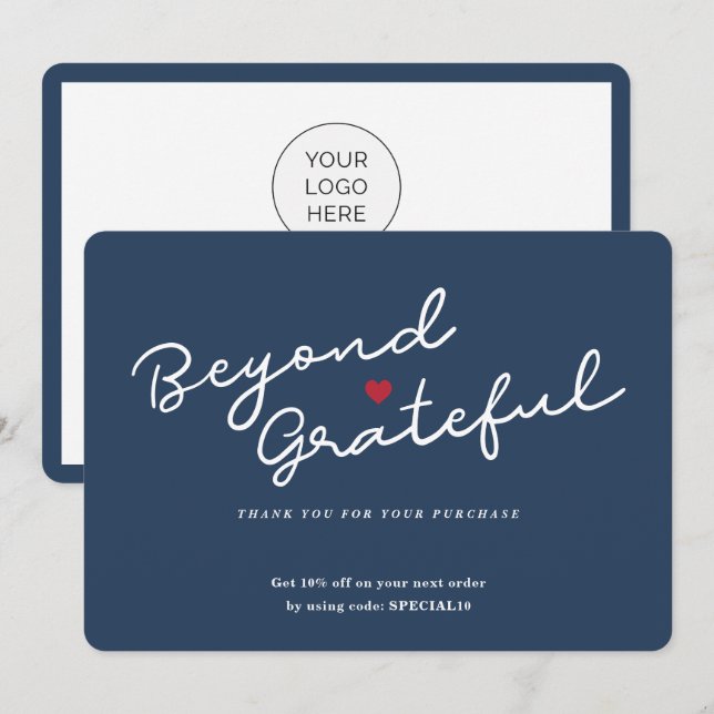 Coração Simples Moderno - Cartão de Agradecimento  (Frente/Verso)